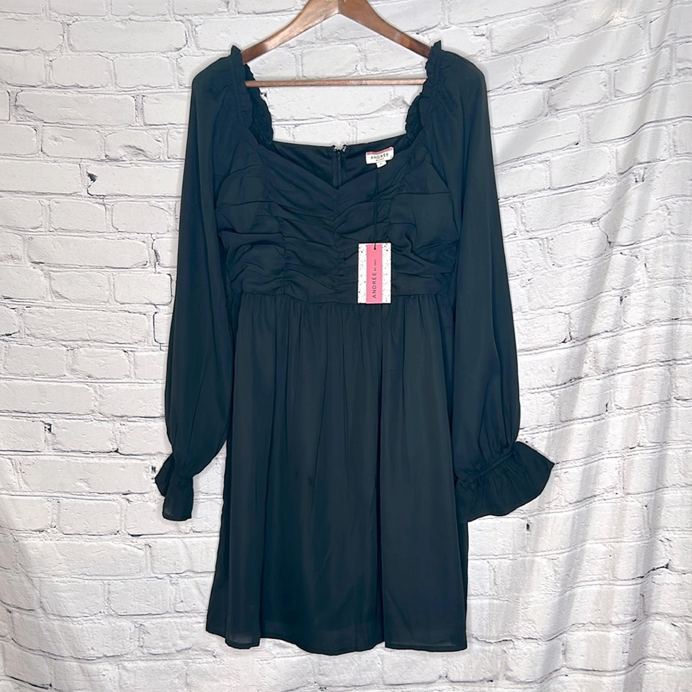 Andree By Unit Black Long Sleeve Dress Size Large Brand New W/Tags
